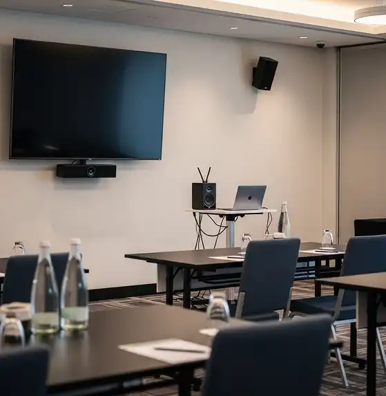 General session AV rental with stage screen and audio system