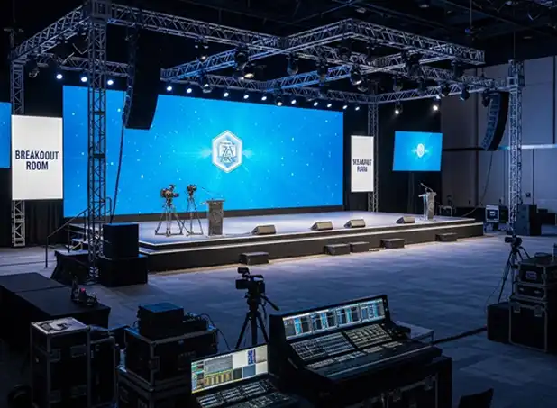High-resolution LED video wall showing 4K graphics
