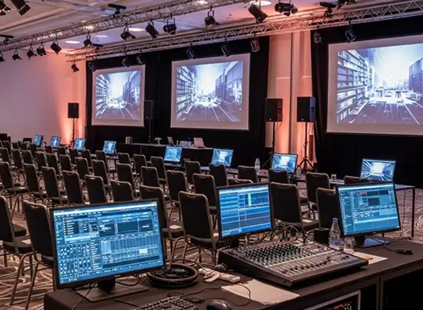 High-resolution LED video wall showing 4K graphics